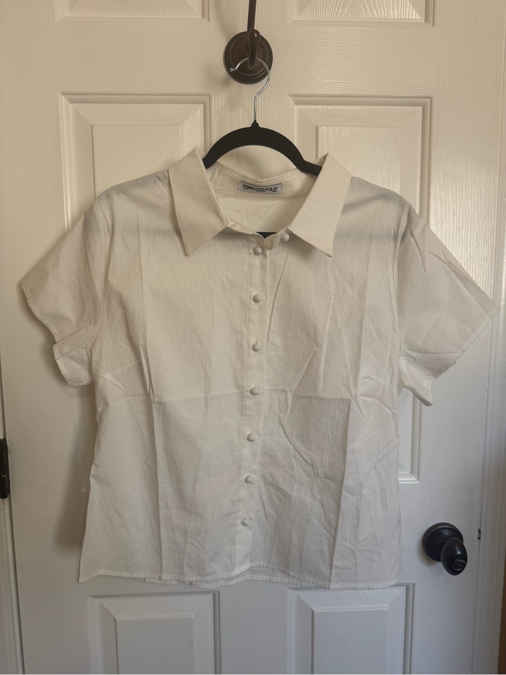 Princess Polly White Short Sleeve Button-Down Shirt